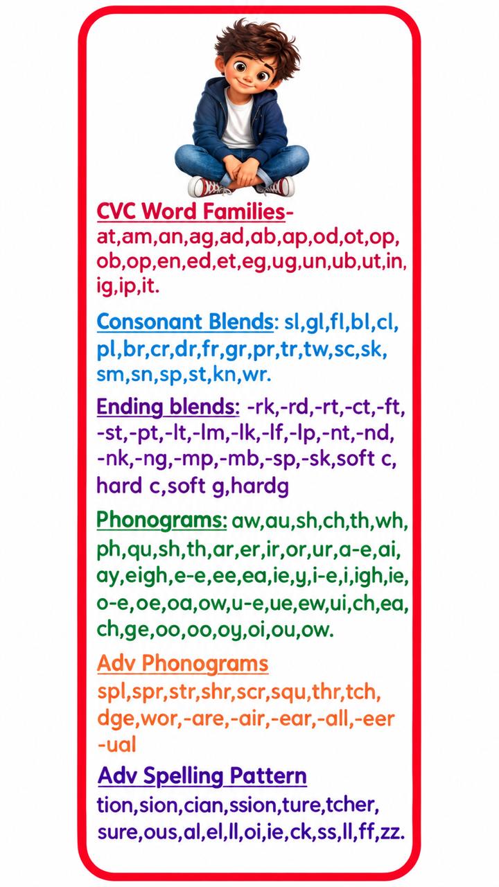 Vol-2   -150 Phonics Fmaily sound cards 1200 words.. All in one set